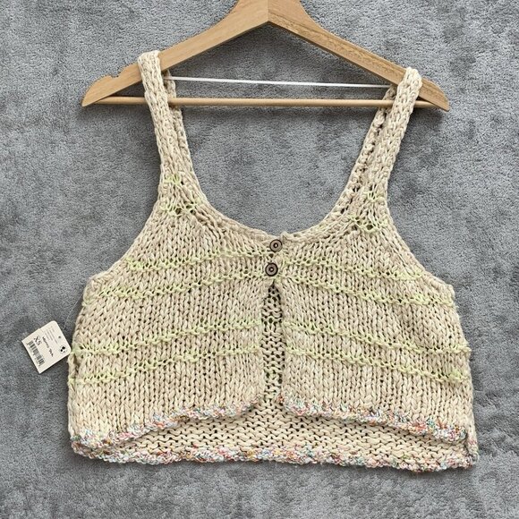 Free People Nomad Tank Womens XS In Sand Castle Combo Knit Bohemian Hippie Top - Picture 8 of 10